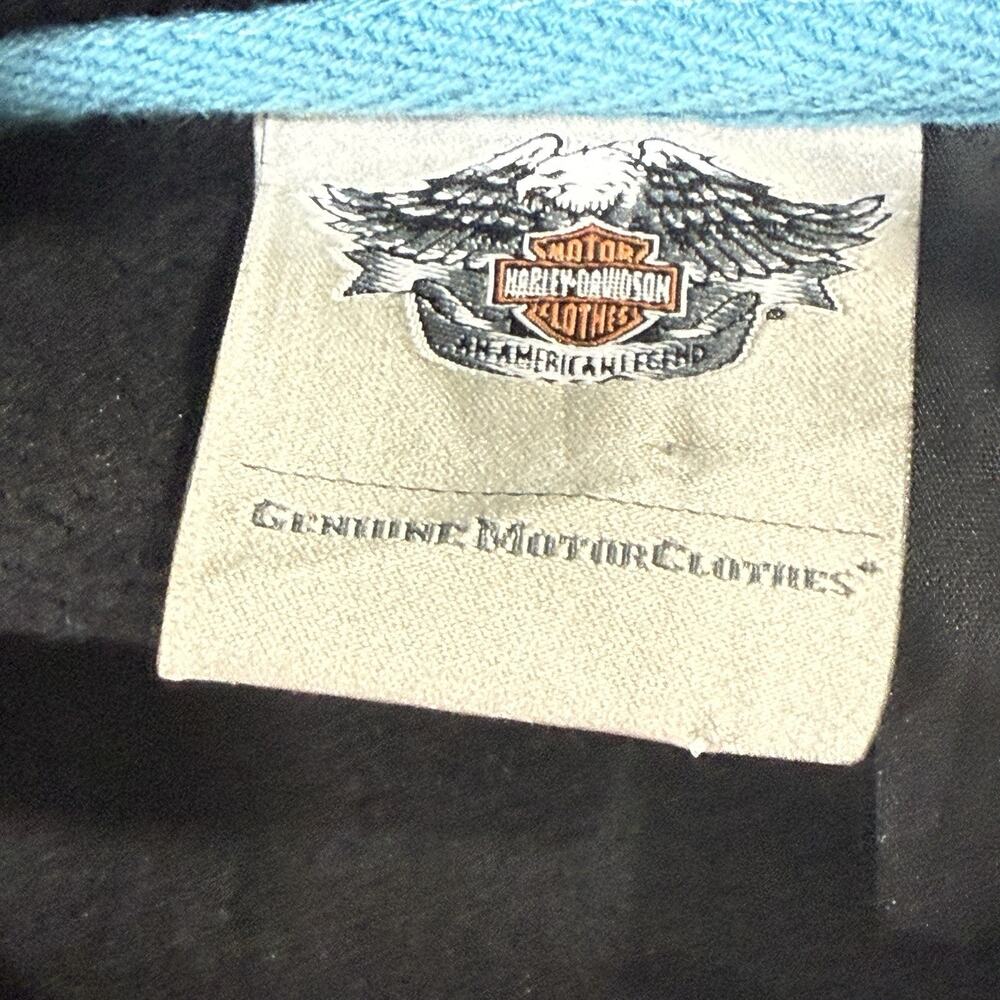 Harley-Davidson Womens Colorblock Soft Shell Jacket M Black Teal Purple Hooded - Picture 8 of 13